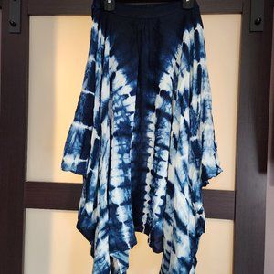 Studio West Tie Dye Assymetrical Boho Skirt XL w tie waist